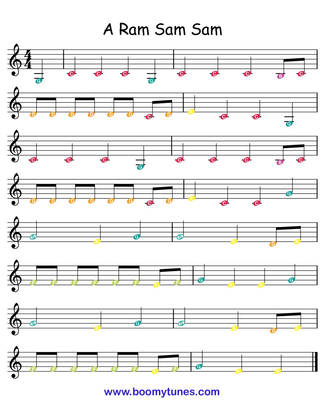 A Ram Sam Sam – SHEET MUSIC