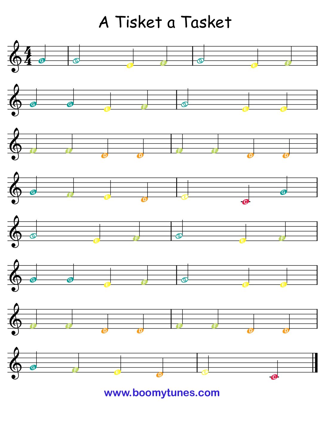 A Tisket a Tasket – SHEET MUSIC