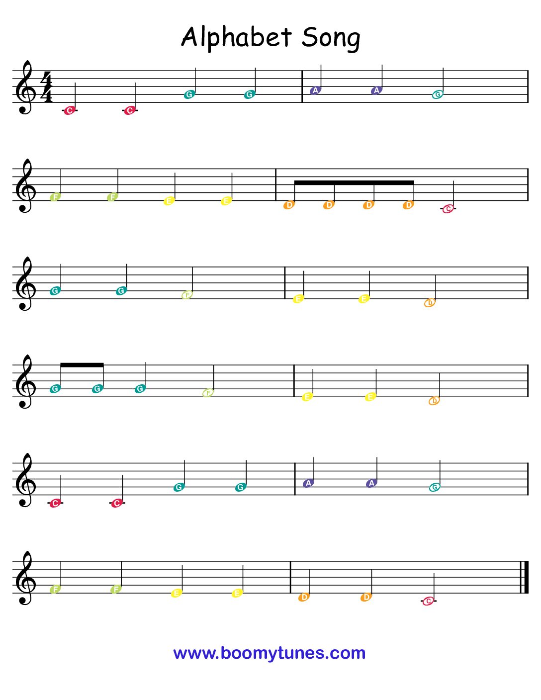 Alphabet Song – SHEET MUSIC