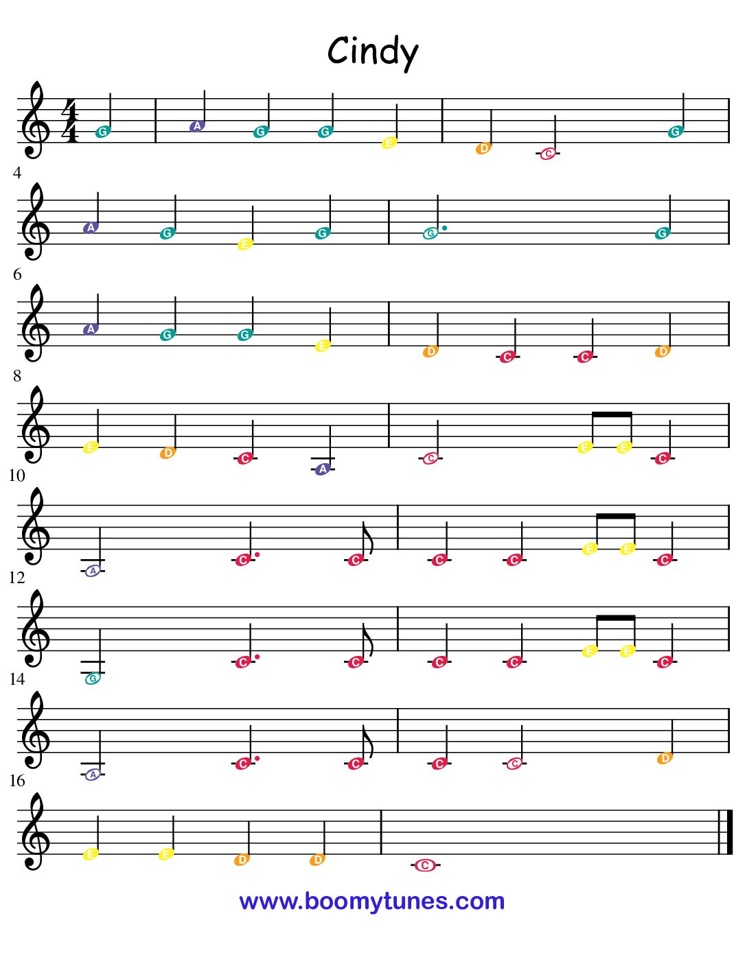 Cindy – SHEET MUSIC