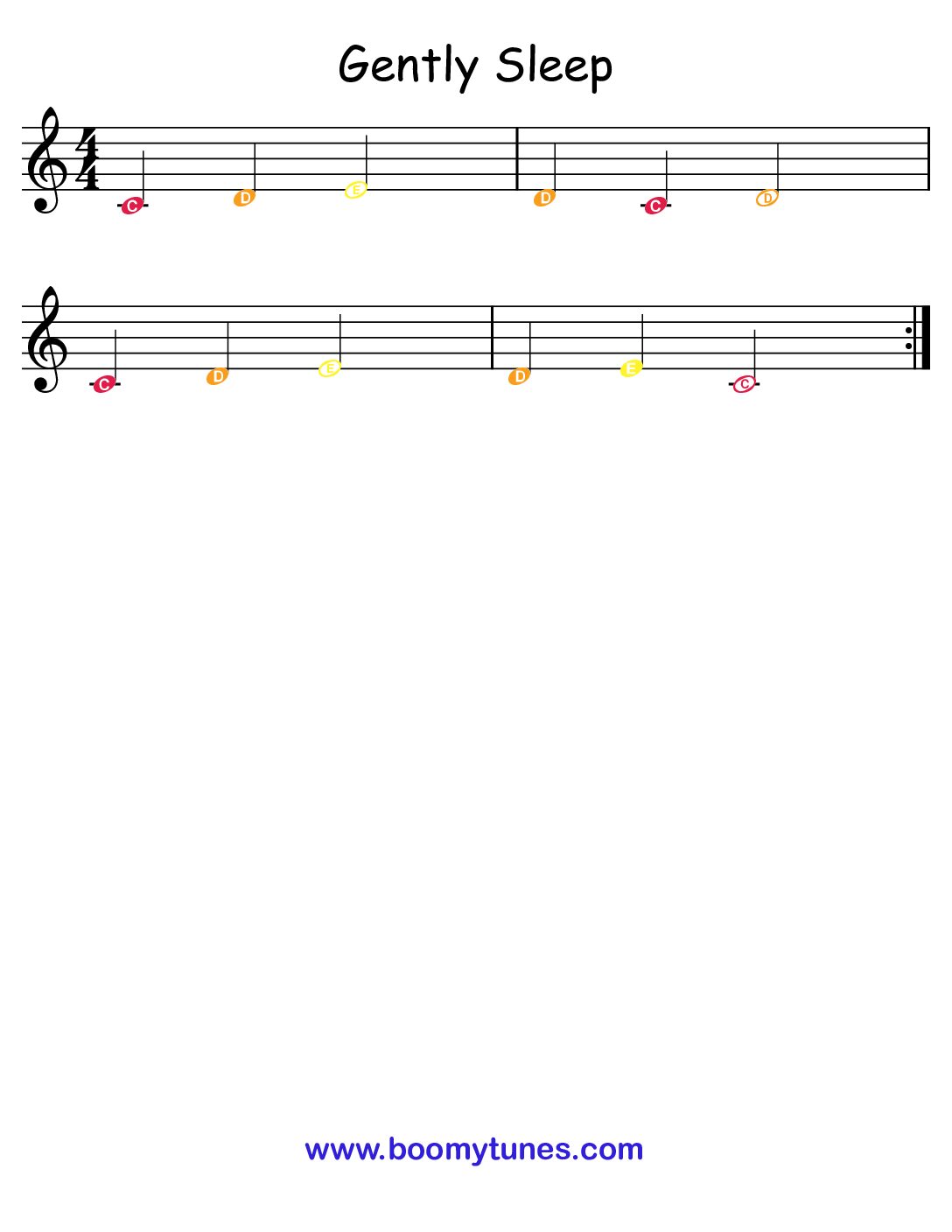 Gently Sleep – SHEET MUSIC in C Major