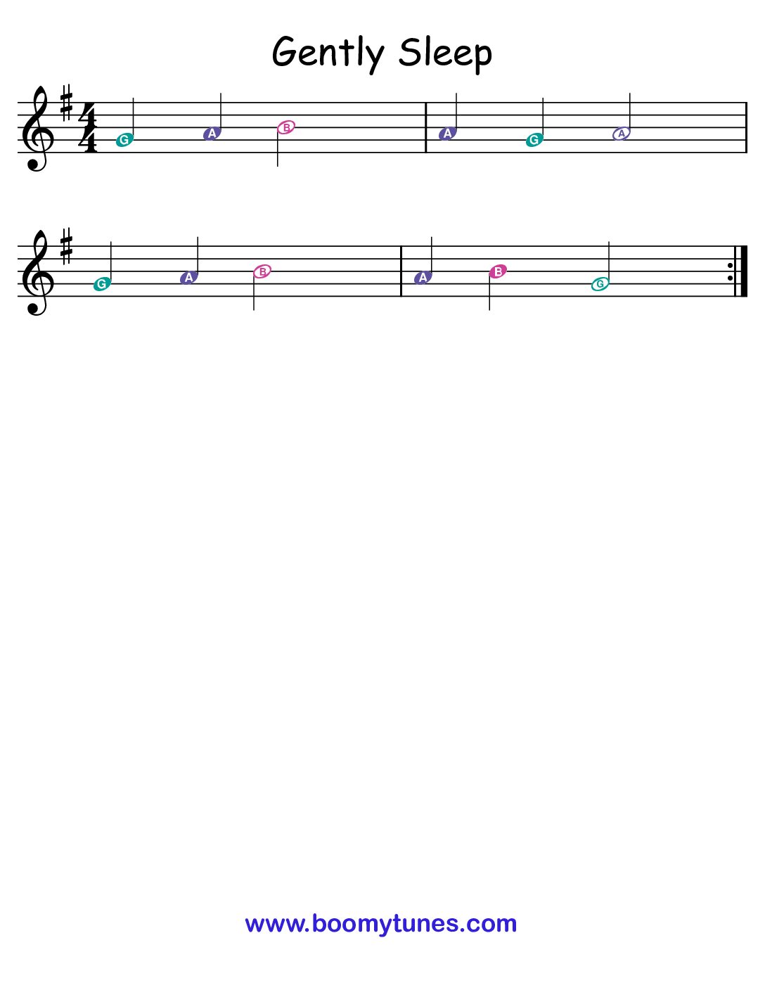 Gently Sleep – SHEET MUSIC in G Major