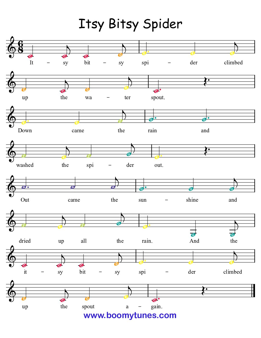 Itsy Bitsy Spider – SHEET MUSIC
