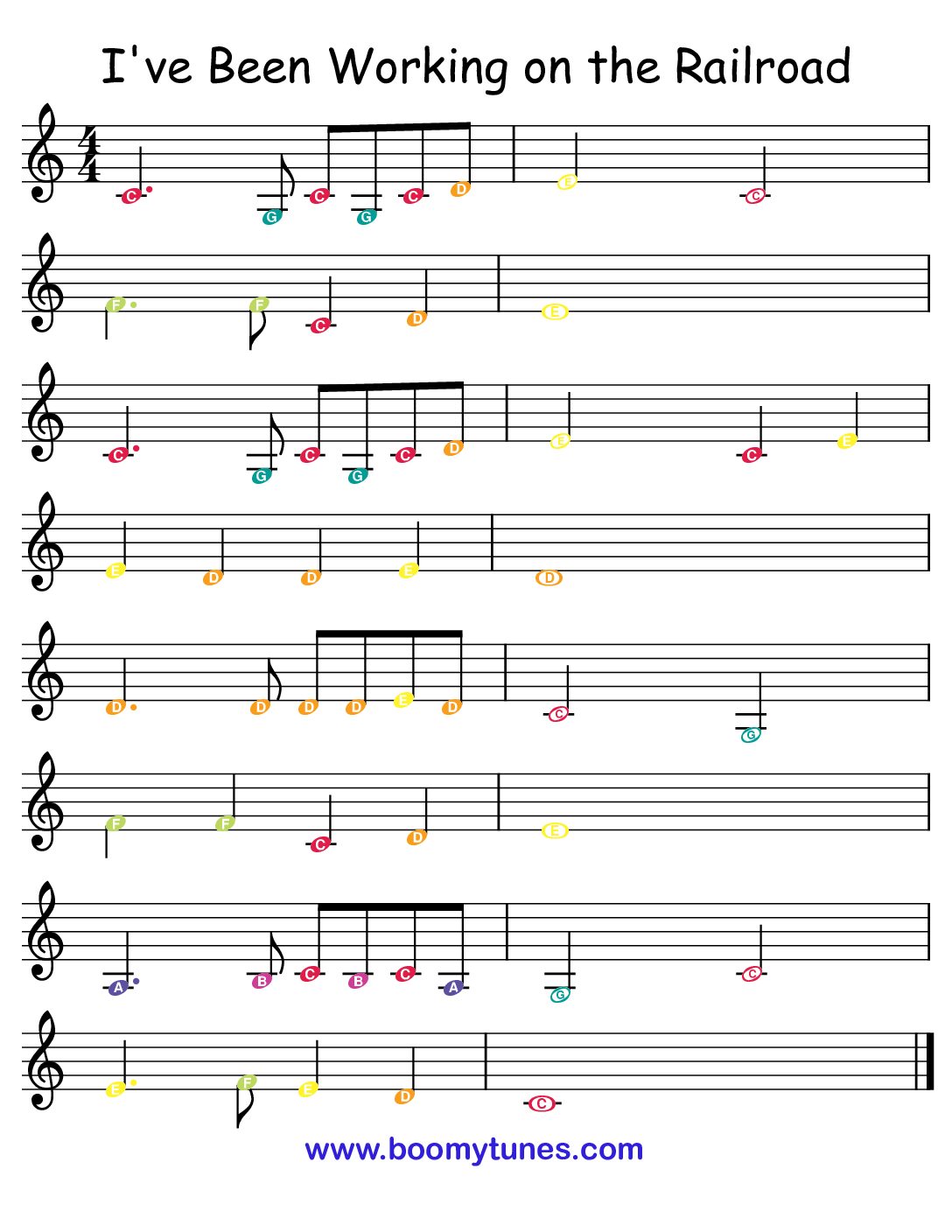 I’ve Been Working on the Railroad – SHEET MUSIC