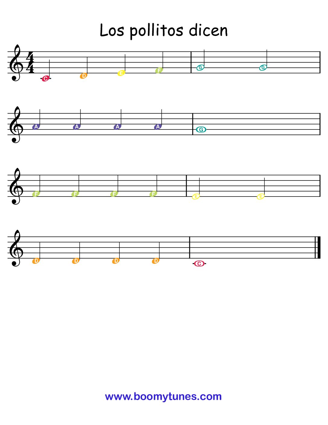 Los Pollitos Dicen – SHEET MUSIC