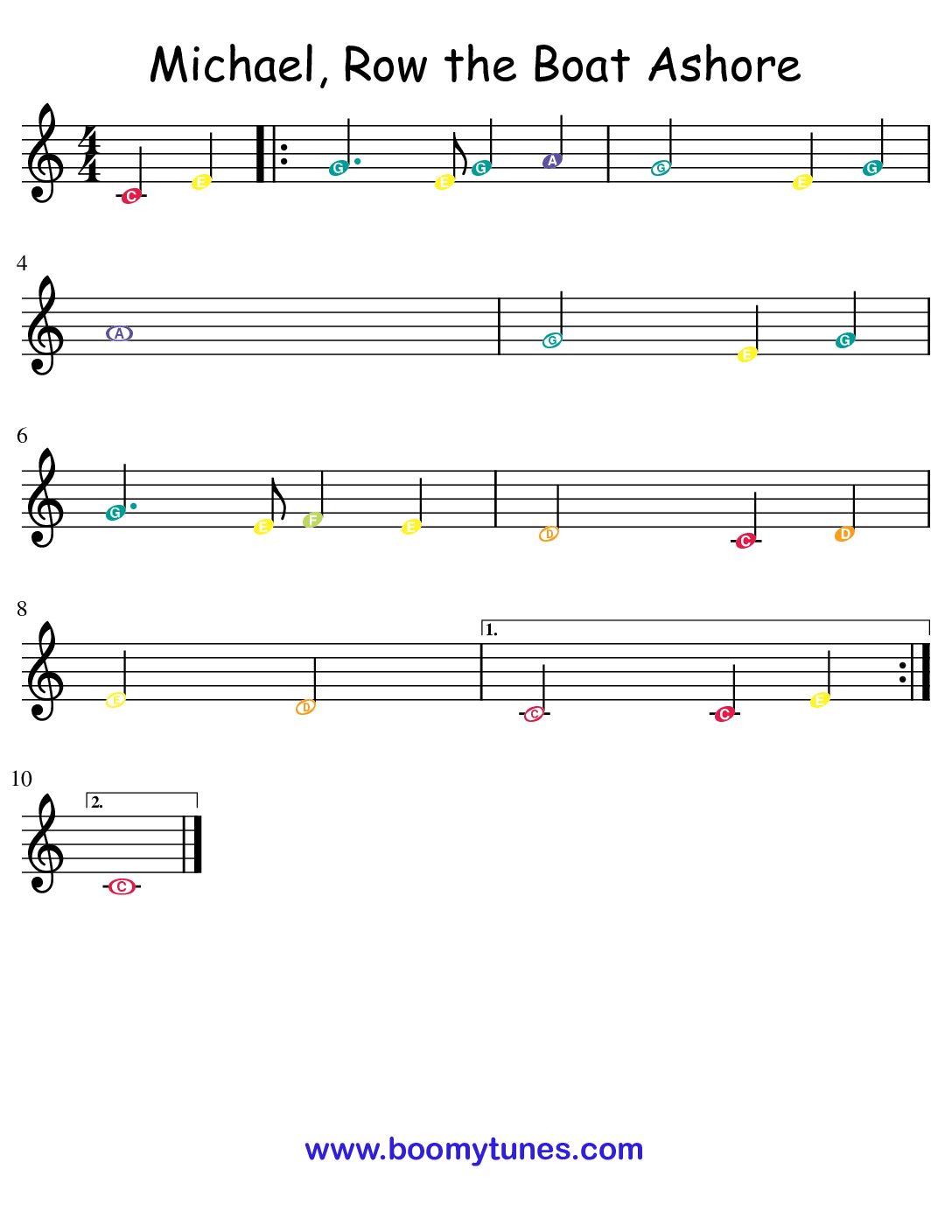 Michael, Row the Boat Ashore – SHEET MUSIC