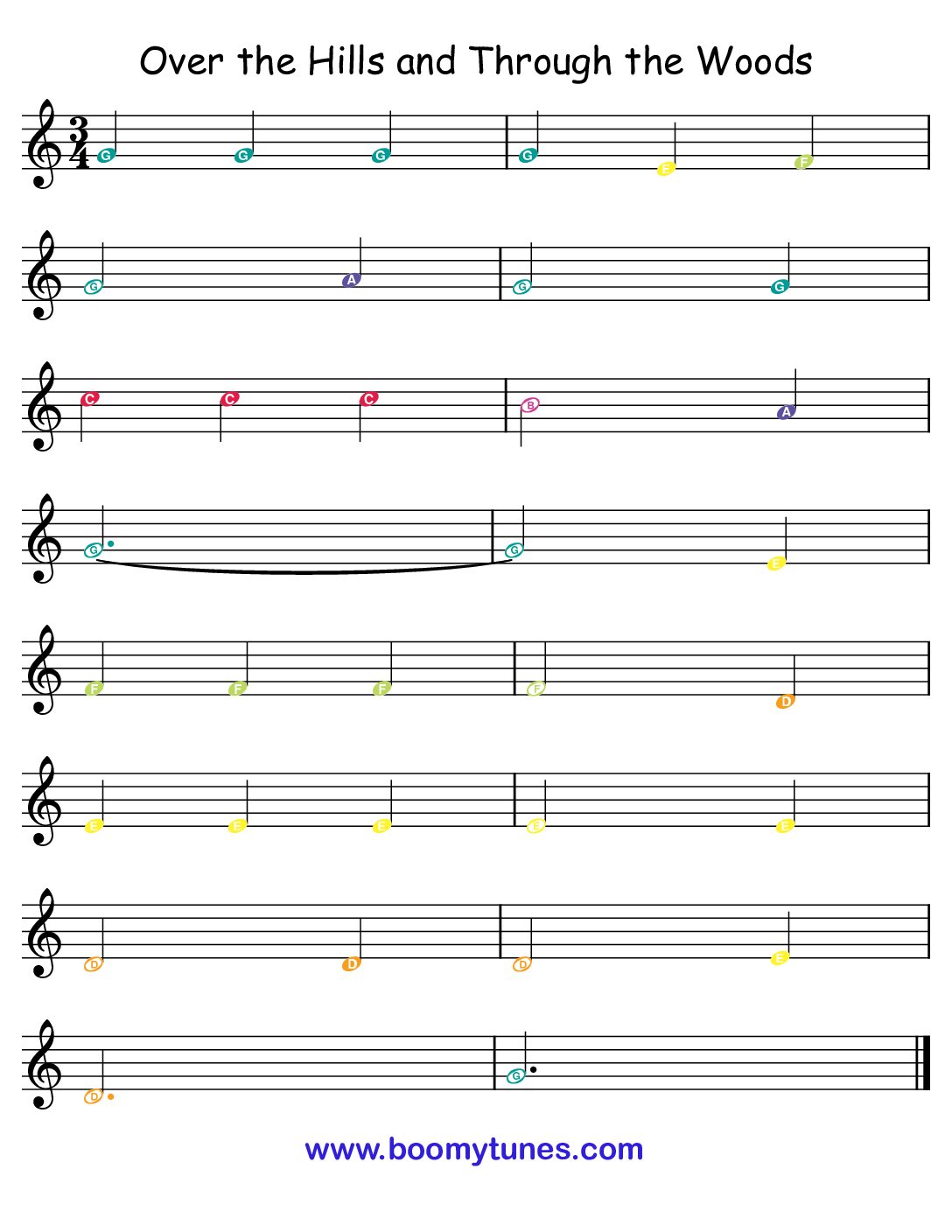 Over the River and Through the Woods – SHEET MUSIC