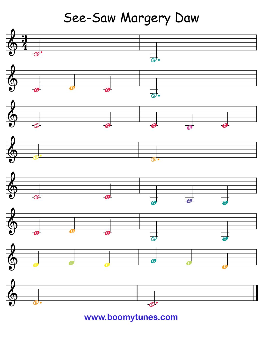 See Saw, Margery Daw – SHEET MUSIC