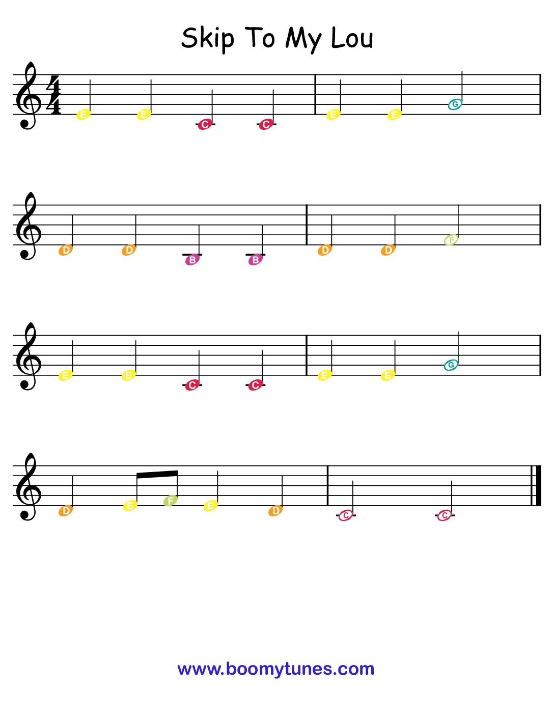 Skip to my Lou – SHEET MUSIC