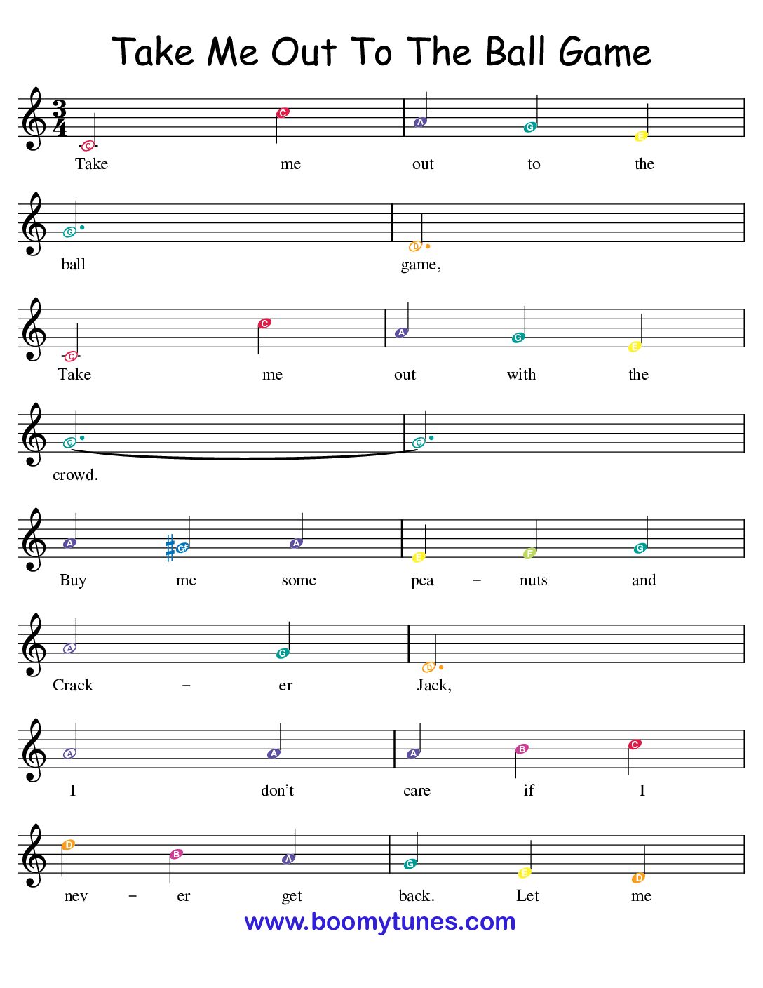 Take Me Out To The Ball Game – SHEET MUSIC
