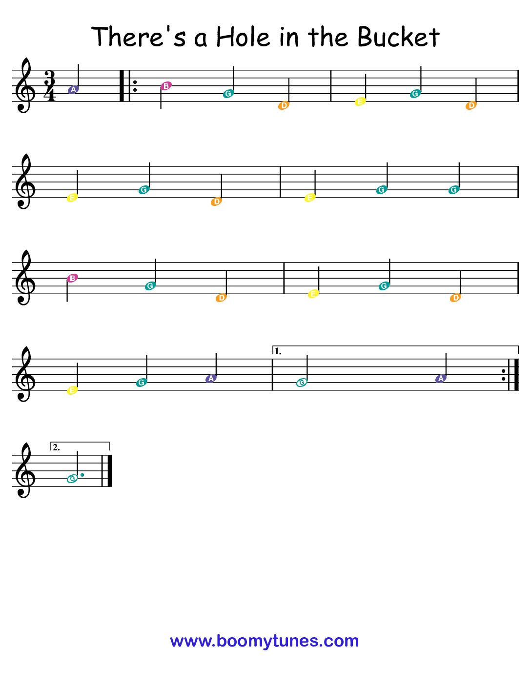 There’s a Hole in the Bucket – SHEET MUSIC