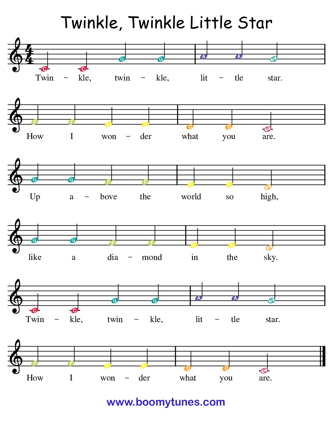 Twinkle, Twinkle Little Star – SHEET MUSIC