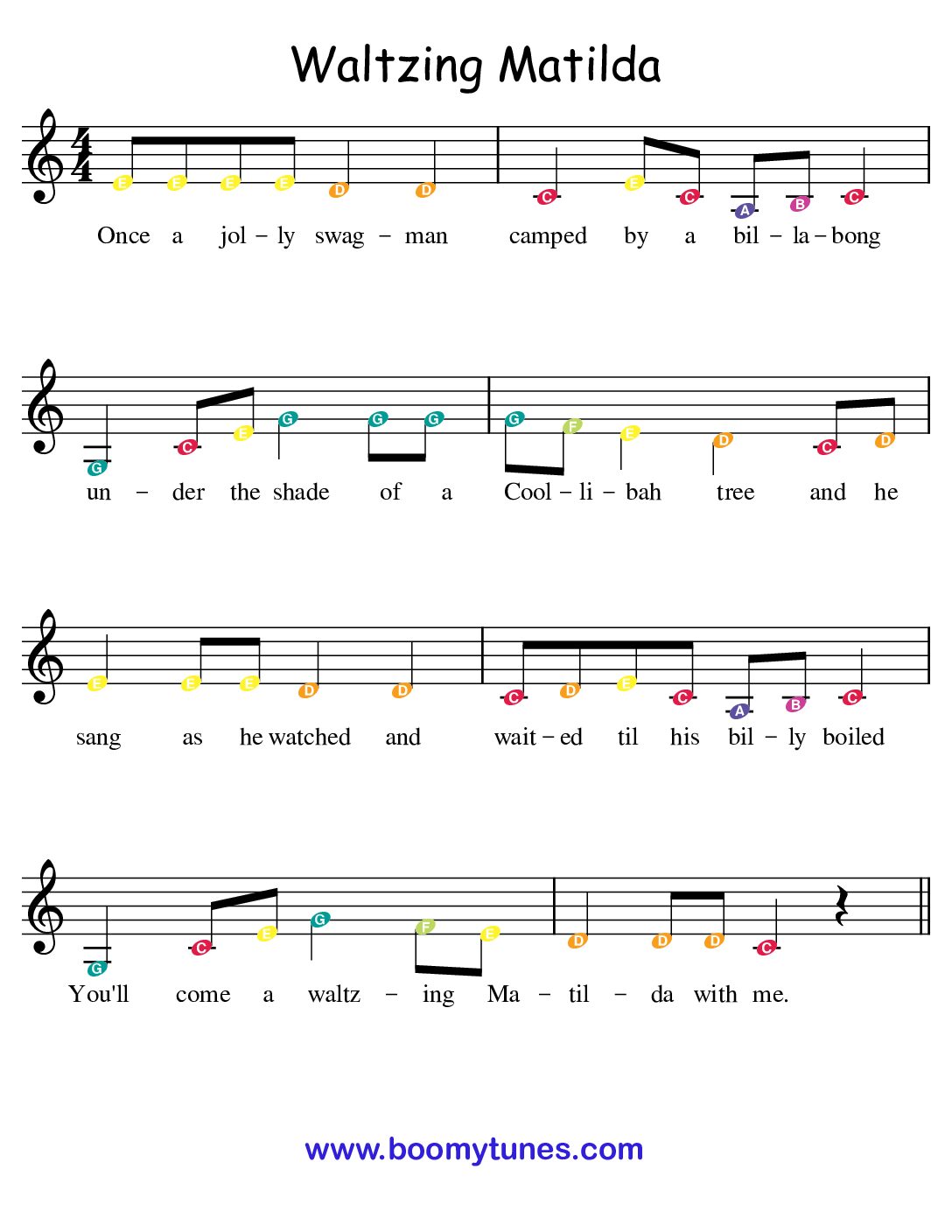 Waltzing Matilda – SHEET MUSIC