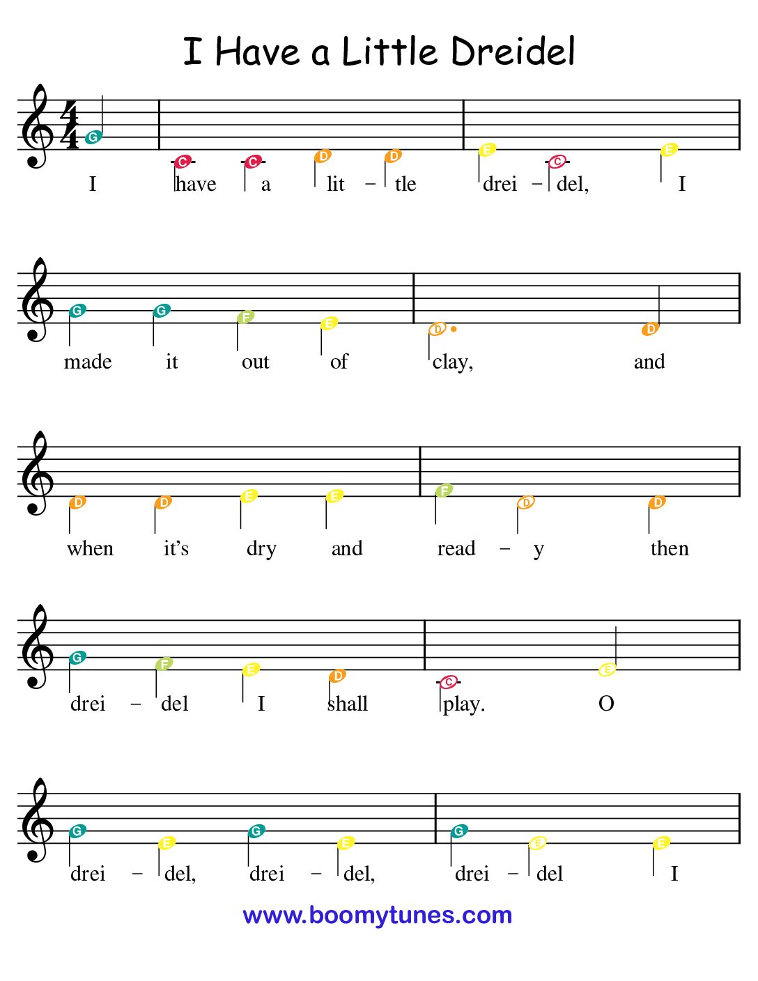 I Have a Little Dreidel – SHEET MUSIC