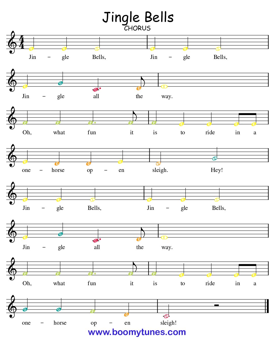 Jingle Bells CHORUS (C) – SHEET MUSIC