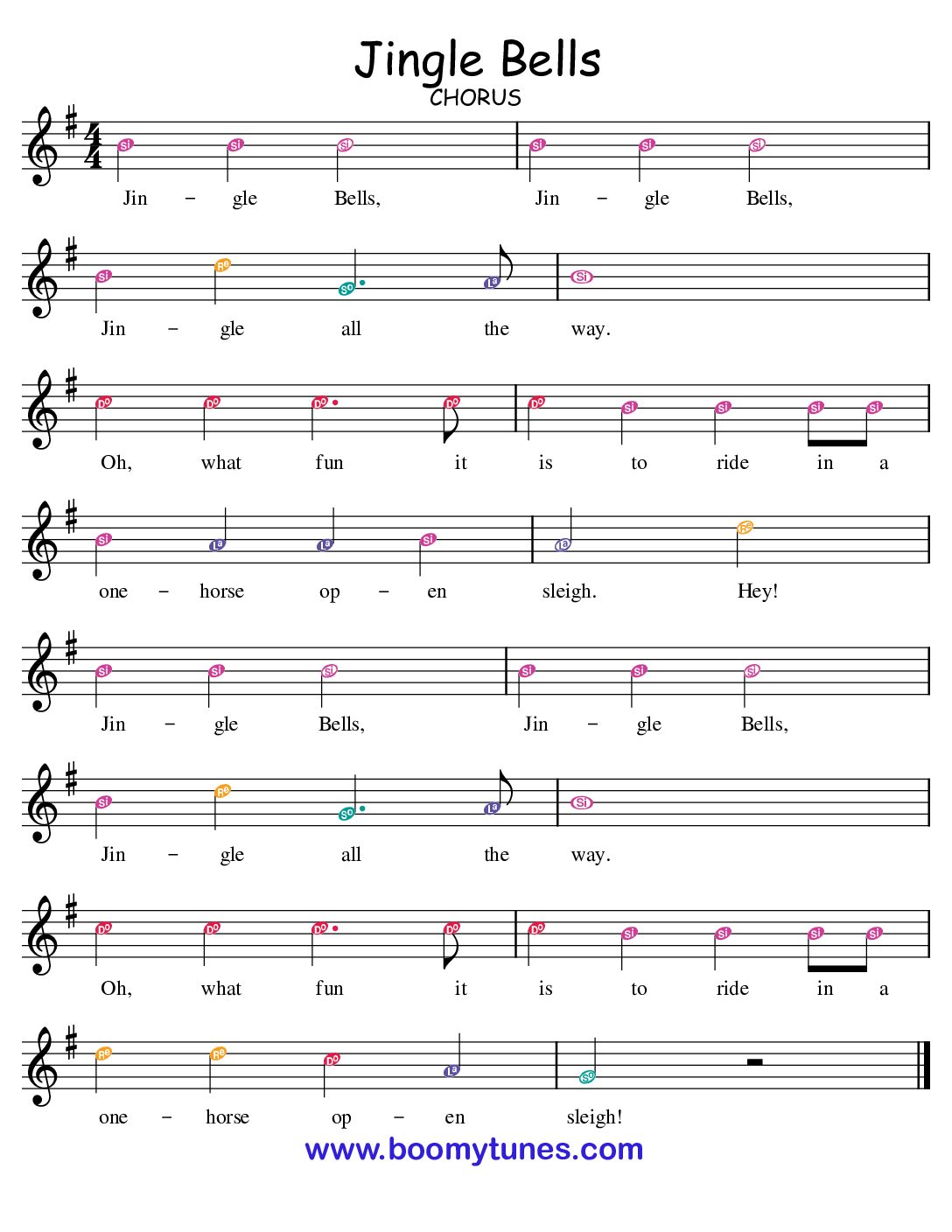 Jingle Bells CHORUS (Sol) – SHEET MUSIC (Sol)
