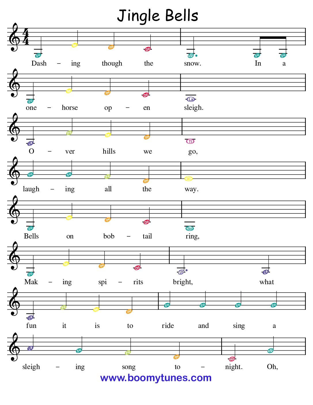 Jingle Bells – SHEET MUSIC (Sol)