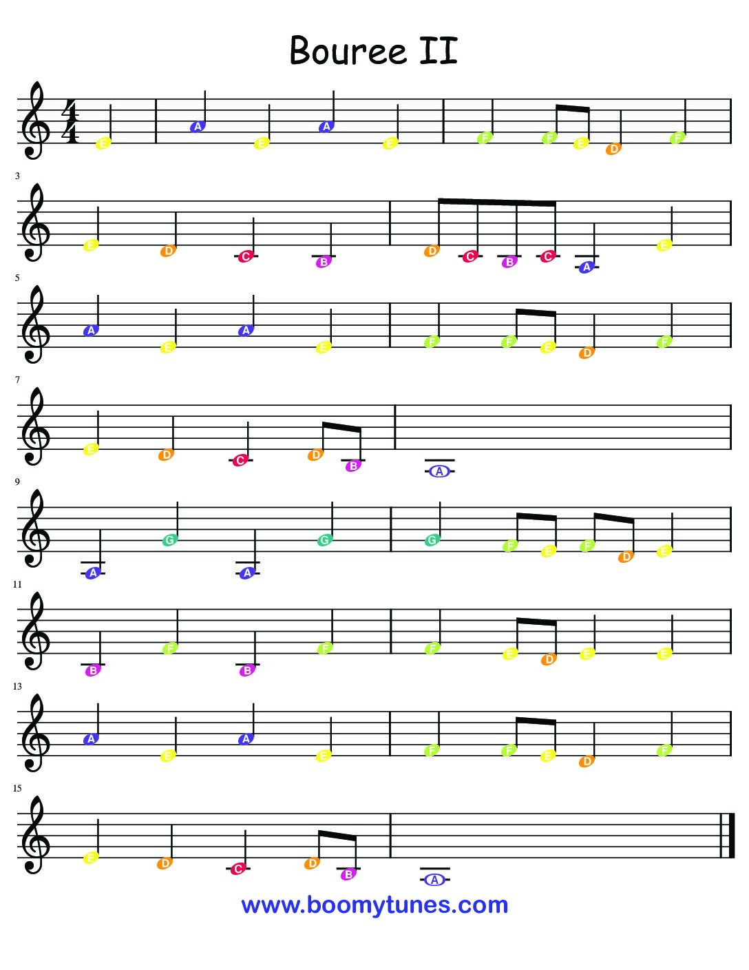 Bouree II – SHEET MUSIC