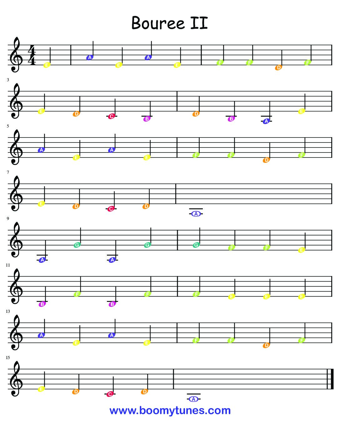 Bouree II (Lite) – SHEET MUSIC