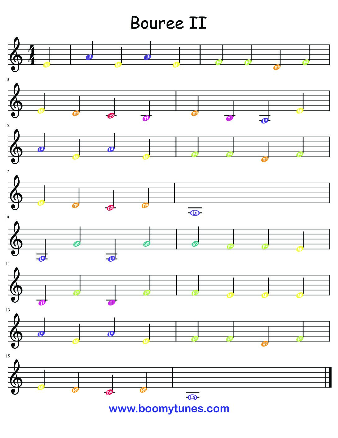 Bouree II (Lite) – SHEET MUSIC (Sol)